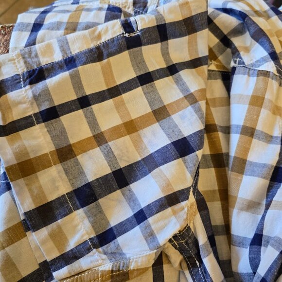GRAMICCI ORIGINAL FREEDOM BUTTON SHIRT PLAID DIP DYED BOTTOM MENS LARGE - Picture 13 of 13